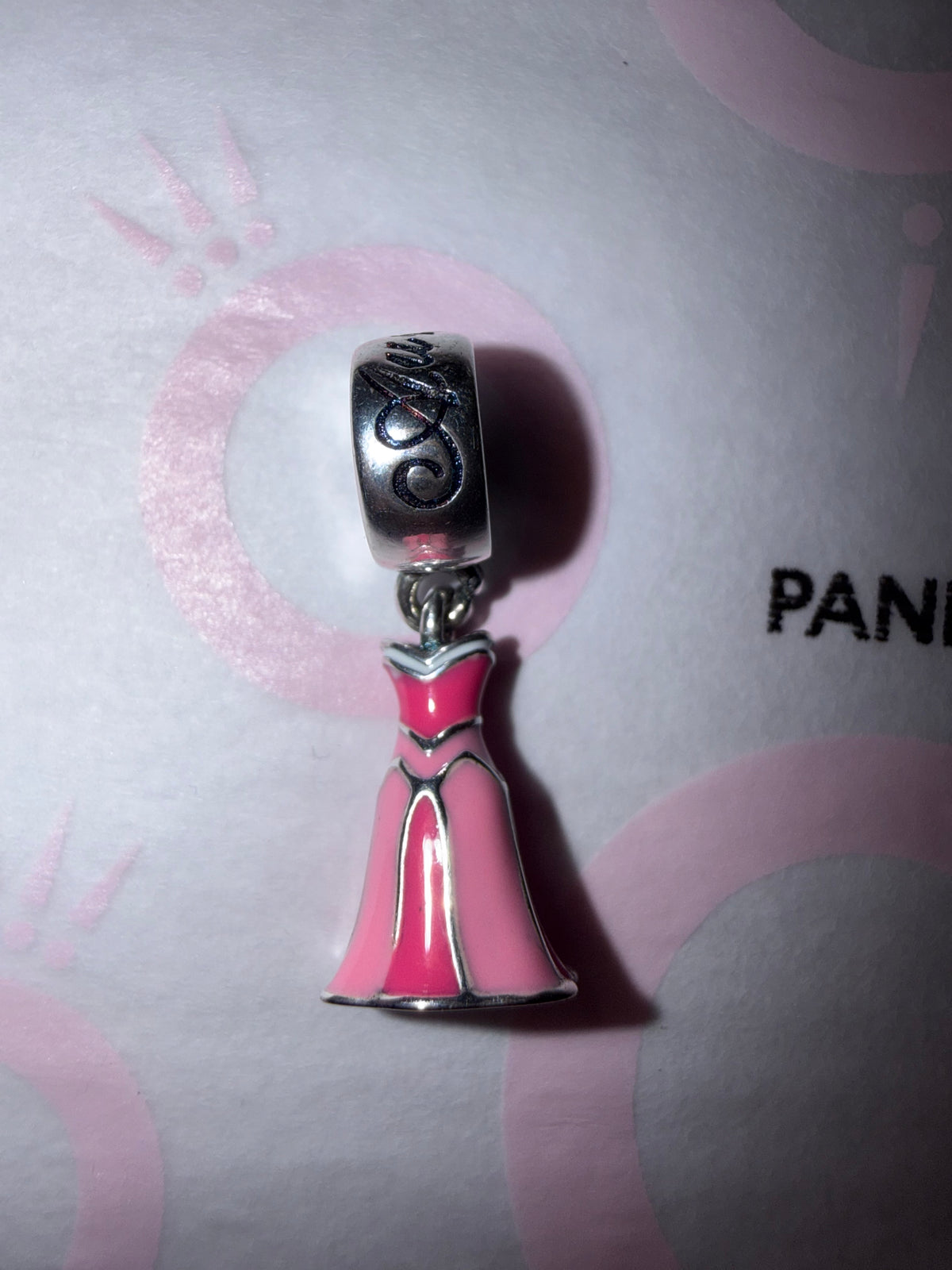 RETIRED Aurora's Pink Dress Dangle Charm